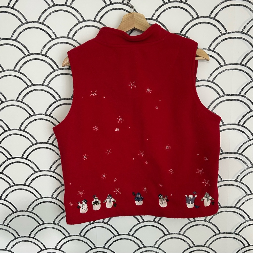 Vintage Red Snowman Christmas Christopher and Banks Vest - Picture 3 of 6